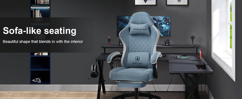 GTPLAYER Gaming Chair, Computer Office Chair with Pocket Spring Cushion, Linkage Armrests and Footrest, High Back Ergonomic Comp