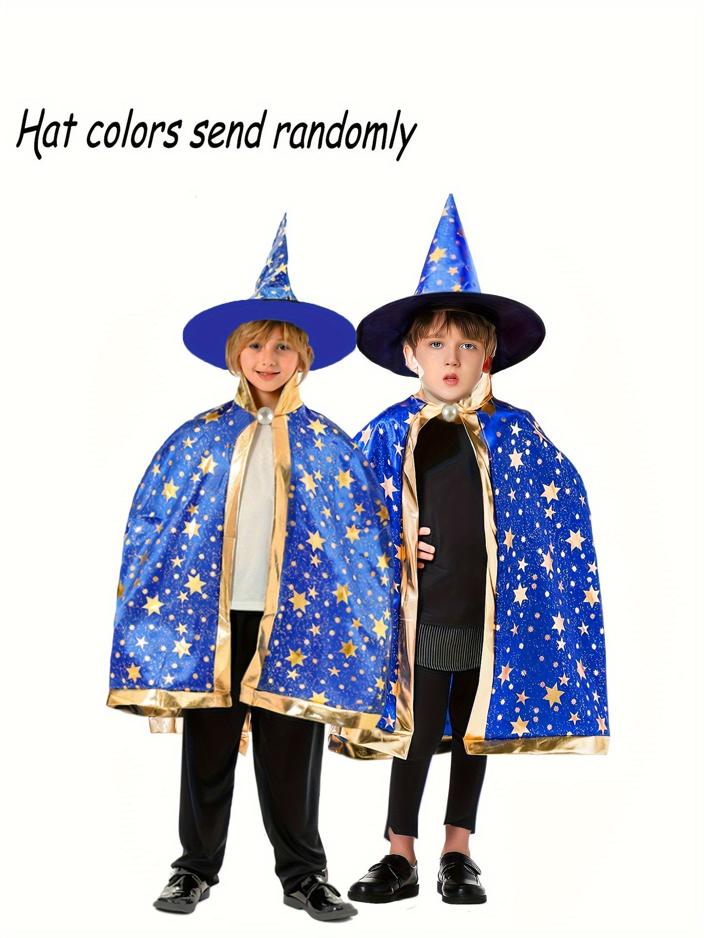 Boys Halloween Party Wizard Cloak With Hat Set, Spooky Witch Cloak Cape & Hat Perfect For Ghostly Attire