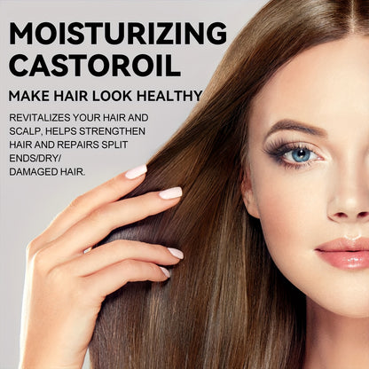 200ml/6.76fl.oz Castor Oil For Hair, Eyelashes & Eyebrows, Cold-Pressed Unrefined, Essential Oil For Dry Hair, Skin & Nail Care