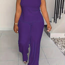 QF2364 Solid Color Summer Sleeveless Casual Suit