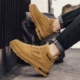 Zapatillas de skate de caña alta para hombre, antideslizantes y duraderas, ideales para caminar por la calle, viajar y actividades informales | Zapatillas retro de piel sintética a la moda para hombre