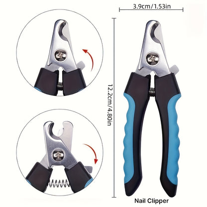 Stainless Steel Pet Nail Clipper with Splash Guard - Safe Grooming Tool for Dogs &amp; Cats, 1pc