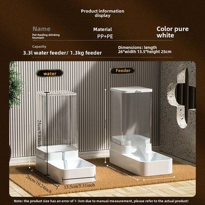 Set of Plastic Gravity Feeders for Dogs, Including Automatic Food And Water Dispenser, Without Battery