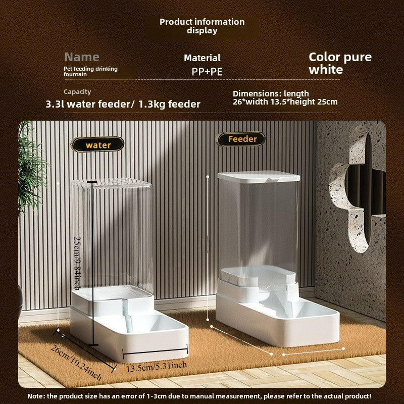 Set of Plastic Gravity Feeders for Dogs, Including Automatic Food And Water Dispenser, Without Battery