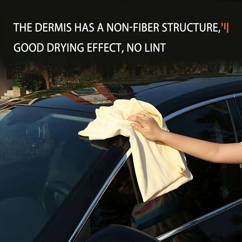 Toalla de gamuza para limpieza de coche - Paño absorbente de agua de cuero genuino natural para el cuidado del automóvil, sin rayas ni pelusas, 1 pieza