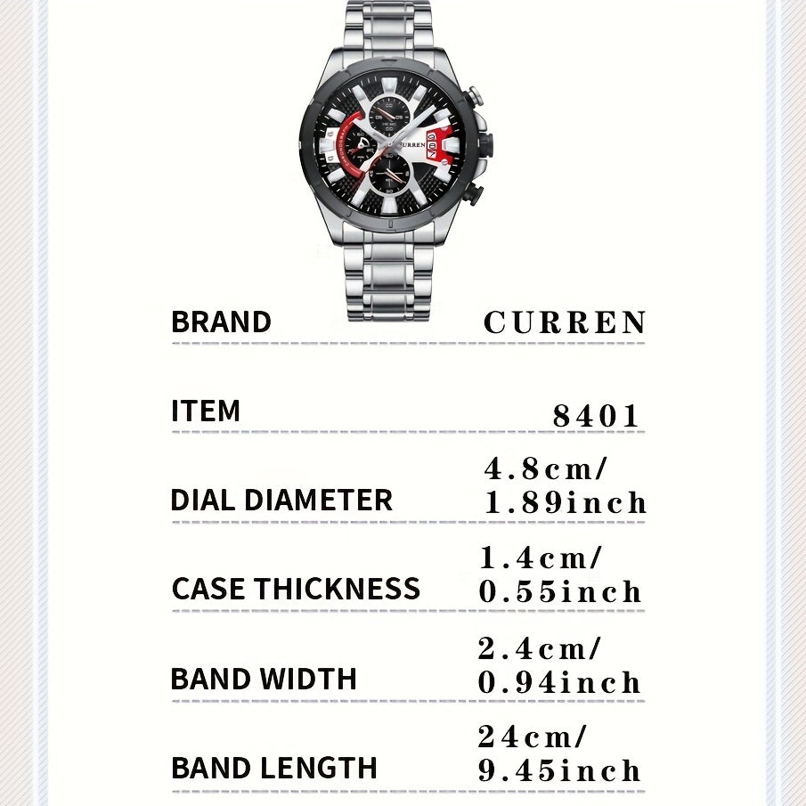 CURREN Reloj con Correa de Acero para Hombre Reloj de Pulsera Impermeable con sincronización Multifuncional Accesorios para Hombre