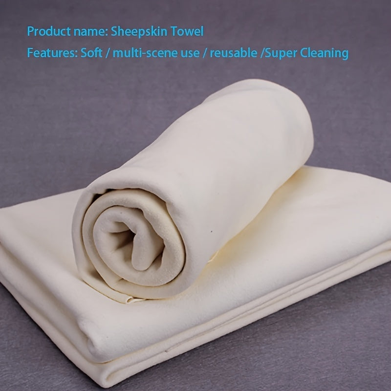 Toalla de gamuza para limpieza de coche - Paño absorbente de agua de cuero genuino natural para el cuidado del automóvil, sin rayas ni pelusas, 1 pieza