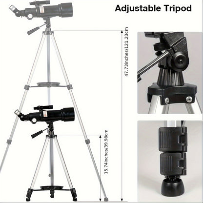 Professional Astronomy Telescope for Children Beginners and Adults Fully Mult-Coated High Powered Refracting 70 mm Telescope with Adjustable Tripod Smartphone Adapter and Moon Filter, And Bag.Best choice as gifts for Thanksgi