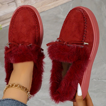 Women's Leopard Print Short Boots, Fashion Plush Lined Winter Shoes, Comfortable Ankle Boots
