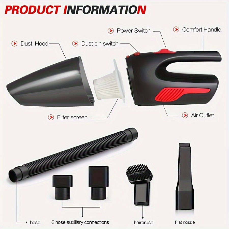 Aspiradora de coche inalámbrica de mano de alta potencia y doble uso para el hogar, miniaspiradora de coche inalámbrica con carga USB