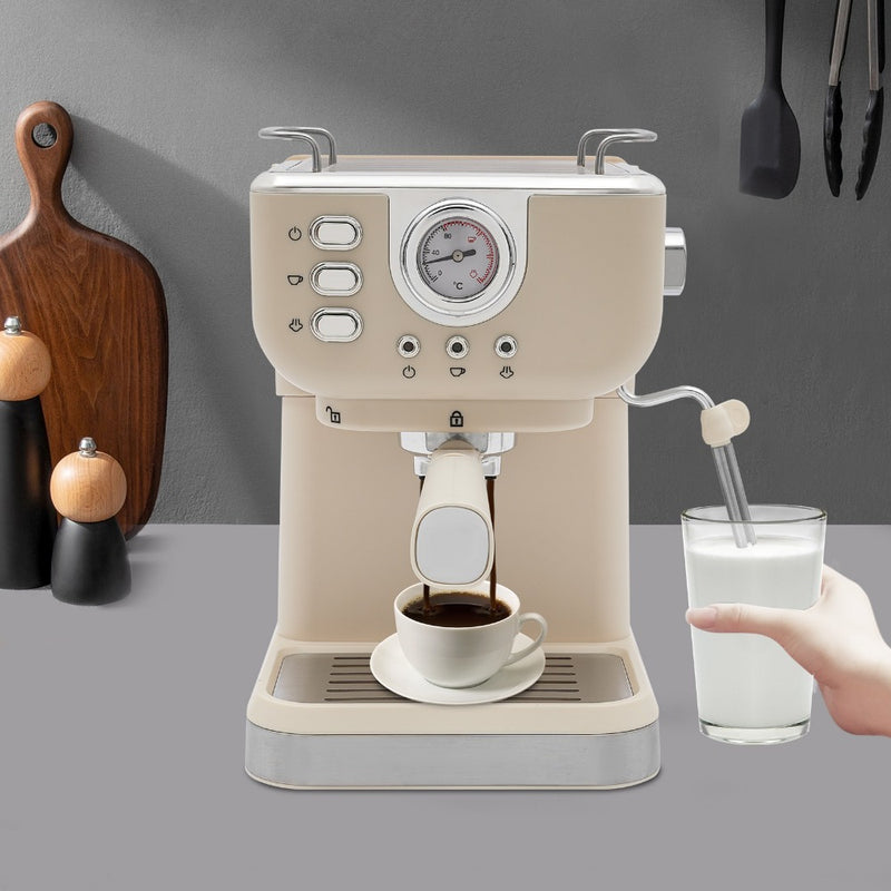 (White) Compact Espresso Coffee Machine Coffee Maker Suitable for Home Office Cafes and Hotels Used to Extract Espresso Comes with a Milk Frothing Function to Make Mocha Latte Cappuccino and Other Fancy Coffee