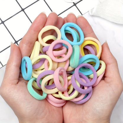Juego de 50 bandas elásticas para el pelo para mujer, de 4 cm, de colores lisos y sencillos, accesorios para el cabello, coleteros.
