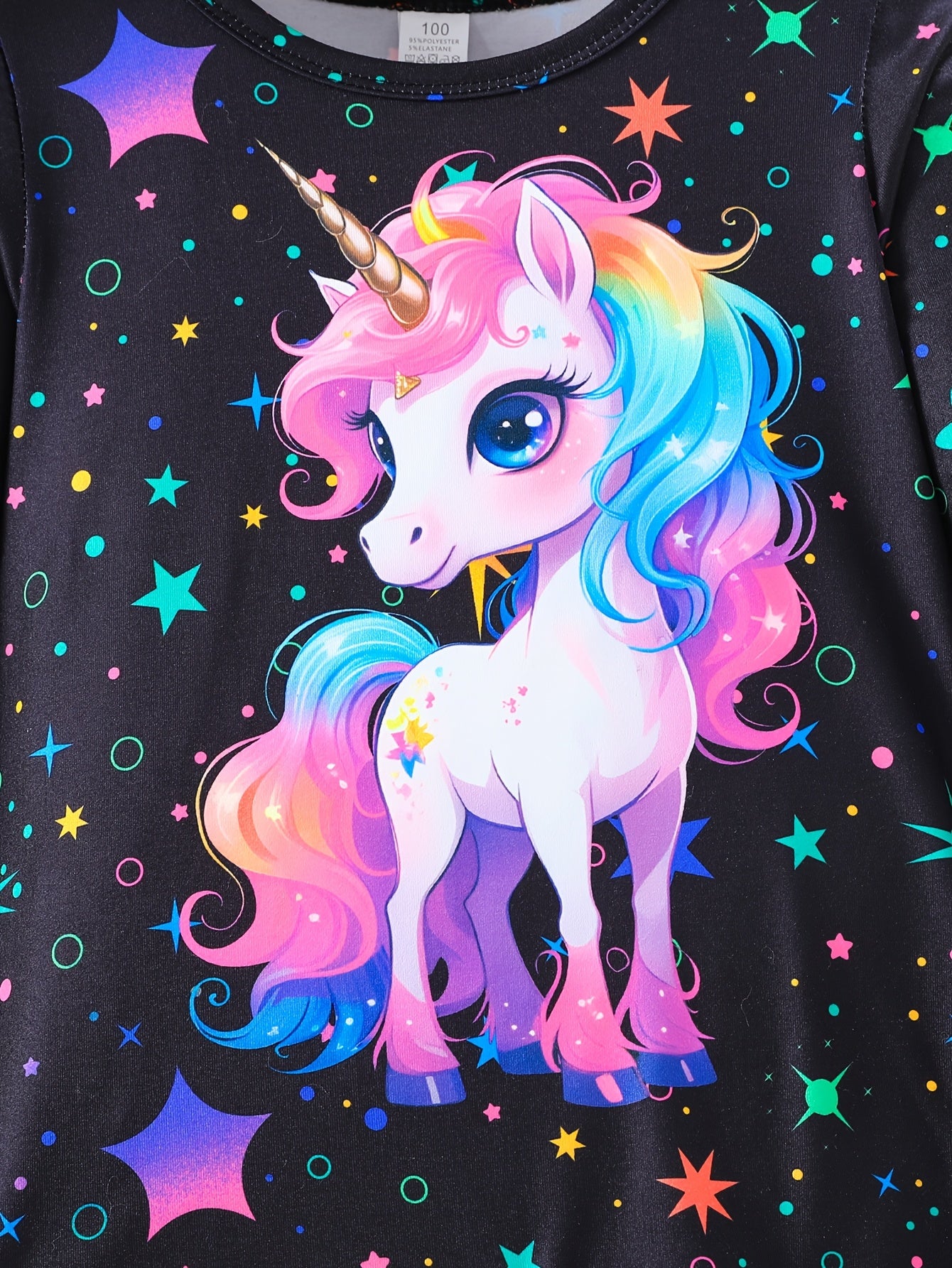 Little Girl 2pcs Set with Unicorn Long Sleeve Top and Star-printed Pants Set for Autumn and Winter, Casual and Cute Style, Home Wear Set