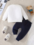 Conjunto de sudadera con estampado de osito para bebé, primavera y otoño, top de manga larga con cuello redondo y pantalón, ropa de exterior