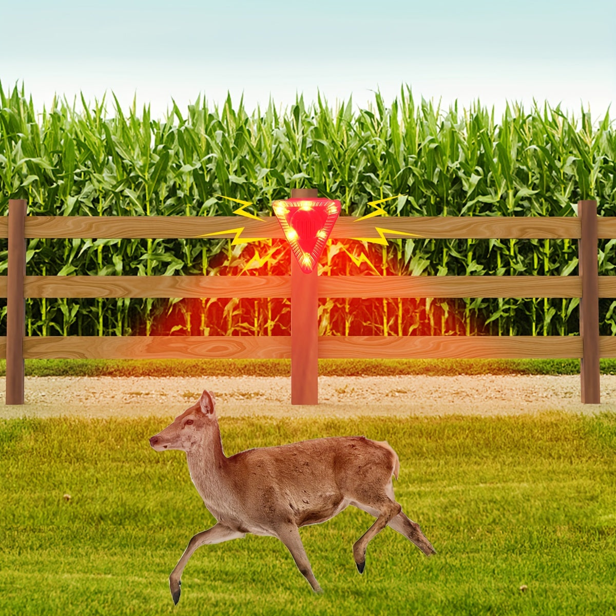 Repelente solar de animales con alarma antiladridos para exteriores, con carga solar, para granjas, huertos, campos y estanques.