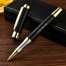1pc Luxury Personalized Metal Ballpoint Pen Set with 2 Refills and Gift Box - Black & Silver, Engraved Name, Elegant Office and Business Men'S Gift