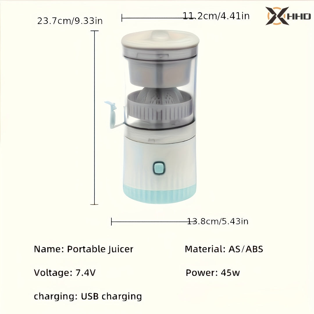 HHD Portable Citrus Juicer - Multi-Functional, Automatic Orange & Lemon Squeezer with Detachable Design, USB Rechargeable Battery, Food-Grade PP Material, Button Control - Ideal for Fresh Juice at Home, Home Juice Making|Mode