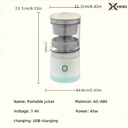 HHD Portable Citrus Juicer - Multi-Functional, Automatic Orange & Lemon Squeezer with Detachable Design, USB Rechargeable Battery, Food-Grade PP Material, Button Control - Ideal for Fresh Juice at Home, Home Juice Making|Mode