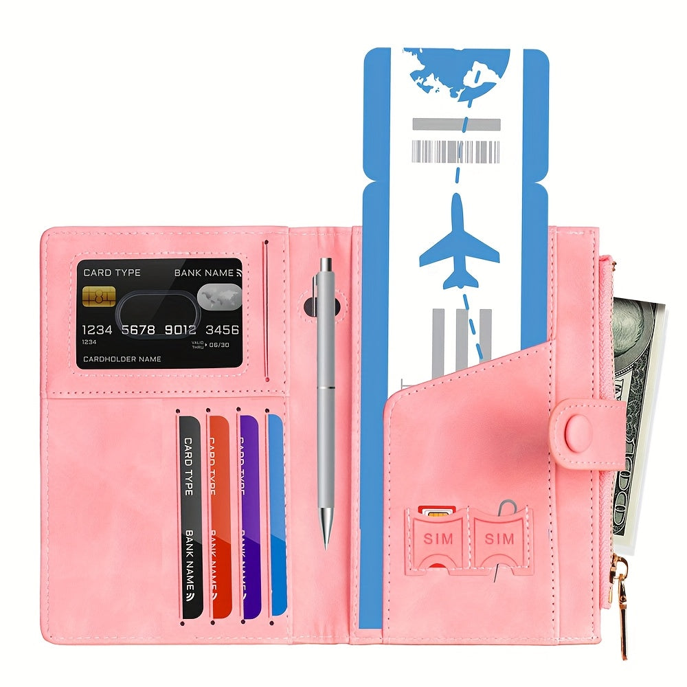 Fashion RFID Anti-theft Travel Wallet - Spacious and Safe, with Zipper Closure, Can Hold Passport, Bank Cards, Credit Cards, Photos, ID Cards, SIM Cards, Change, with Zipper Closure, Suitable for Going Out, Gift, Plot Person
