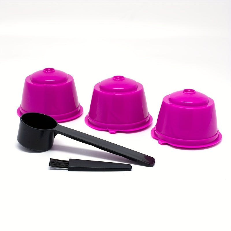 3Pcs Fit For Dolce Gusto Coffee Filter Cup Reusable Coffee Capsule Filters For With Spoon Brush