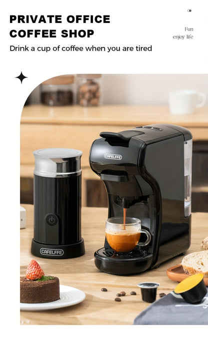 Cafetera de cápsulas 3 en 1 CAFELFFE, control de temperatura (caliente/frío), calentamiento, compatible con Dolce Gusto y café molido, cafetera automática para la cocina del hogar, gran regalo para Halloween, Navidad o Año Nuevo