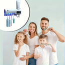 1pc Smart UV Disinfecting Toothbrush Holder with Solar Panel, Wall-Mounted 4-Slot Toothbrush Sanitizer and Squeegee Toothpaste Dispenser, Automatic Power-Off, Bathroom Accessory, No-Drill Installation, USB Rechargeable Lithiu