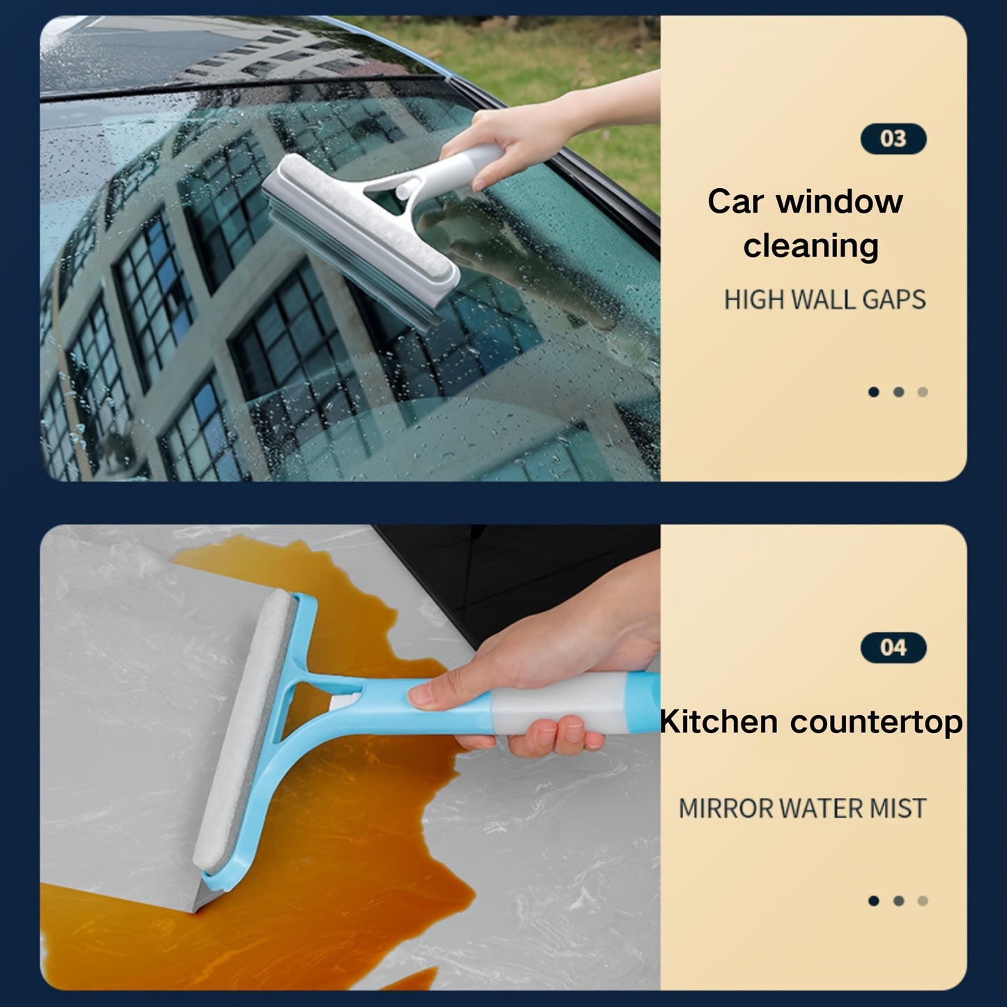 1pc ProClean Glass Squeegee with Built-In Sprayer - Effortless Streak-Free Shine for Windows, Mirrors &amp; Auto Glass - Essential Multi-Functional Home and Car Cleaning Tool for Sparkling Results