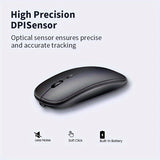 Ultra-Slim Wireless Mouse - Rechargeable, Silent, Portable Dual-Mode USB & Optical with C-Type Adapter for Computers