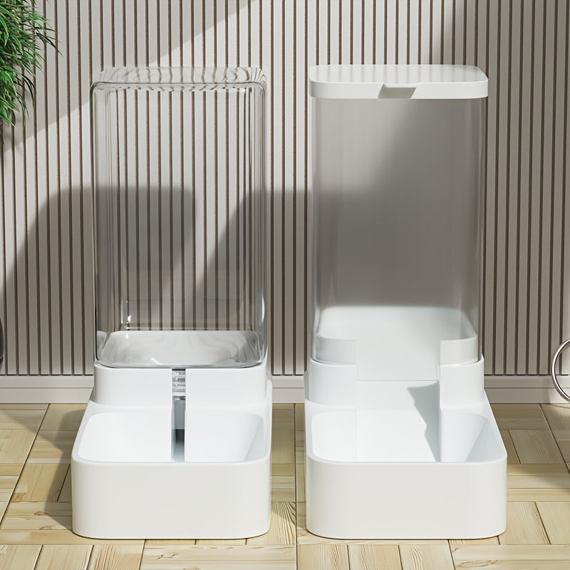 Set of Plastic Gravity Feeders for Dogs, Including Automatic Food And Water Dispenser, Without Battery