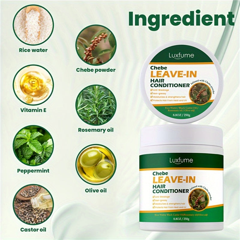 Chebe Leave In Conditioner with Castor oil, Thickening Strengthening Chebe Butter, Chebe Powder, Chebe Oil, Best for Split Ends/Dry/Damaged Hair