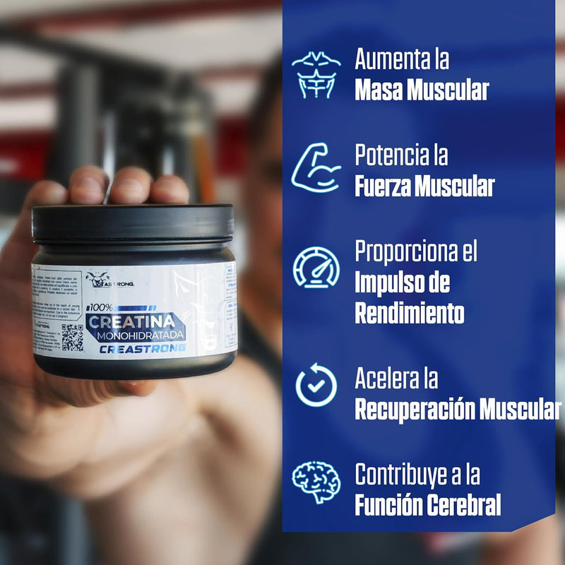 Creatine Monohydrate 3000Mg Creastrong Pure, Creatine Powder Without Additives for Pre, Intra And Post Workout, Alternative to Creatine Capsules And Tablets, Creatine Vitastrong 250G Soluble And Certified