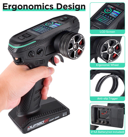 Control remoto digital DUMBORC 2.4G 10CH DDF-350, transmisor con receptor para coche, barco, tanque, sistema LCD FHSS