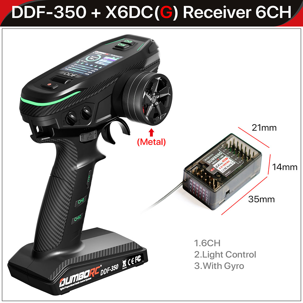 Control remoto digital DUMBORC 2.4G 10CH DDF-350, transmisor con receptor para coche, barco, tanque, sistema LCD FHSS