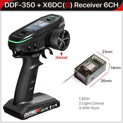 Control remoto digital DUMBORC 2.4G 10CH DDF-350, transmisor con receptor para coche, barco, tanque, sistema LCD FHSS