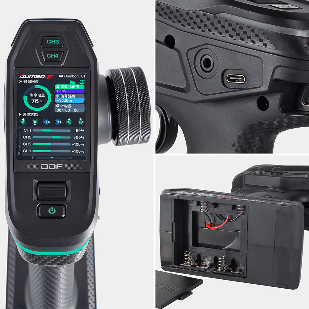 Control remoto digital DUMBORC 2.4G 10CH DDF-350, transmisor con receptor para coche, barco, tanque, sistema LCD FHSS