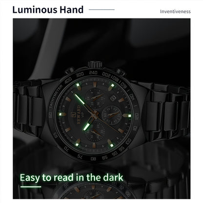 REWARD Relojes de cuarzo negros para hombres, relojes de pulsera impermeables luminosos con cronógrafo deportivo