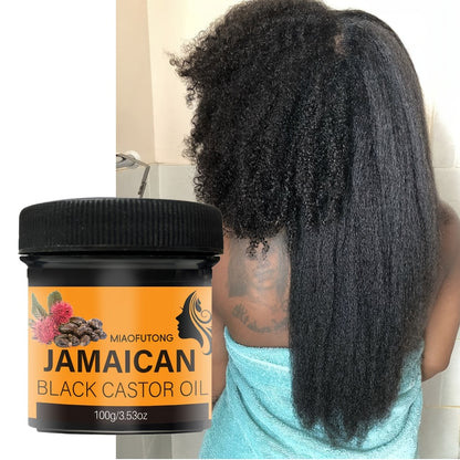 Pasta capilar de ricino negro jamaicano - Puro prensado en frío para hidratar el cuero cabelludo y el cabello, fortalece el cabello y lo mantiene saludable, ideal para cabello normal, unisex para adultos, ingrediente hidratante de ricino, 100 g