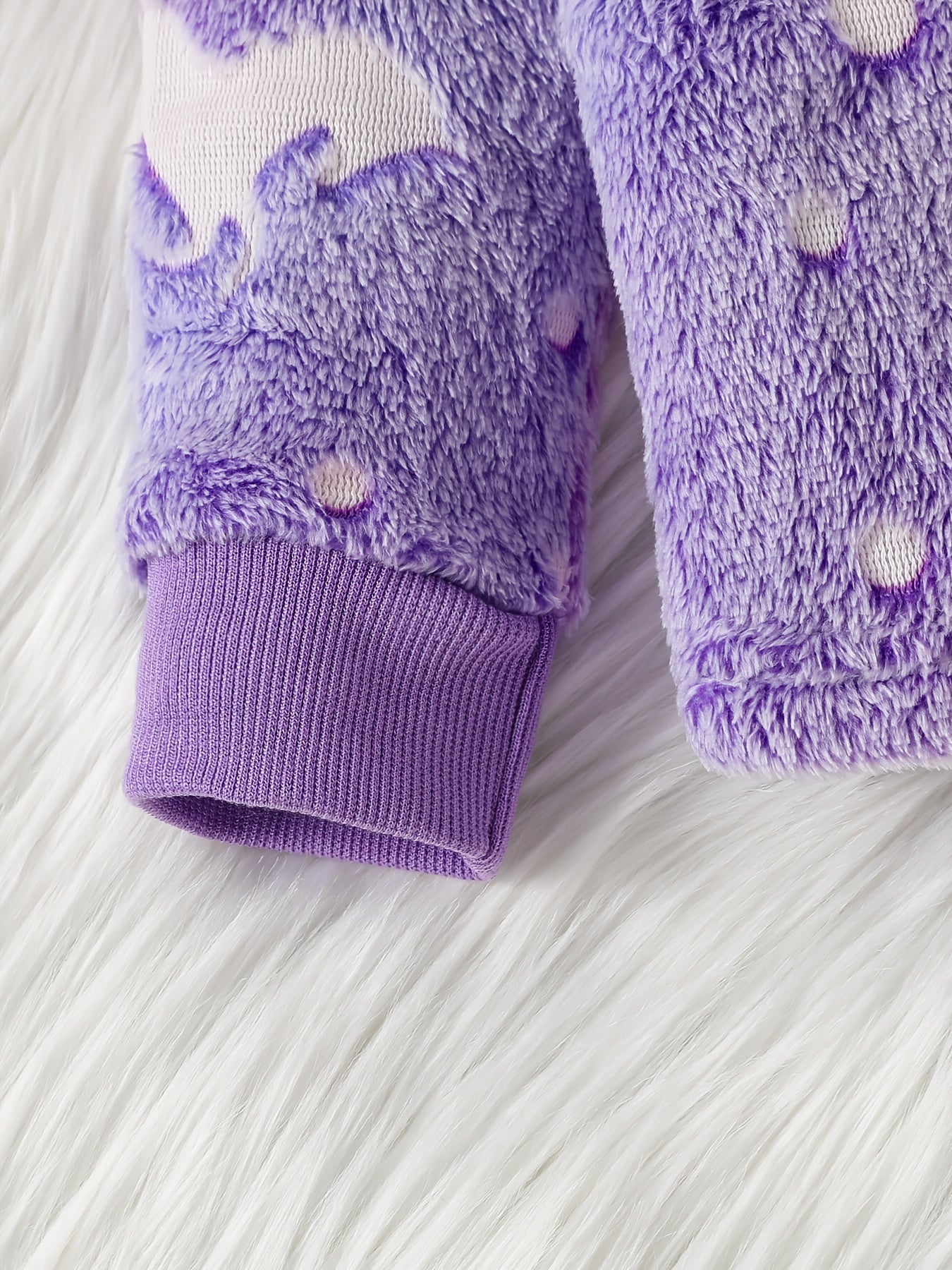 Girls' Autumn and Winter Cute Purple Unicorn Plush Long Sleeve and Pants Suit, Perfect for Outdoor
