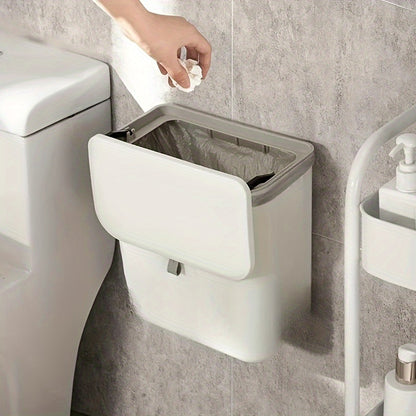 Papelera de pared blanca para cocina, fácil de limpiar y que ahorra espacio. Plástico duradero. Almacenamiento multifuncional.