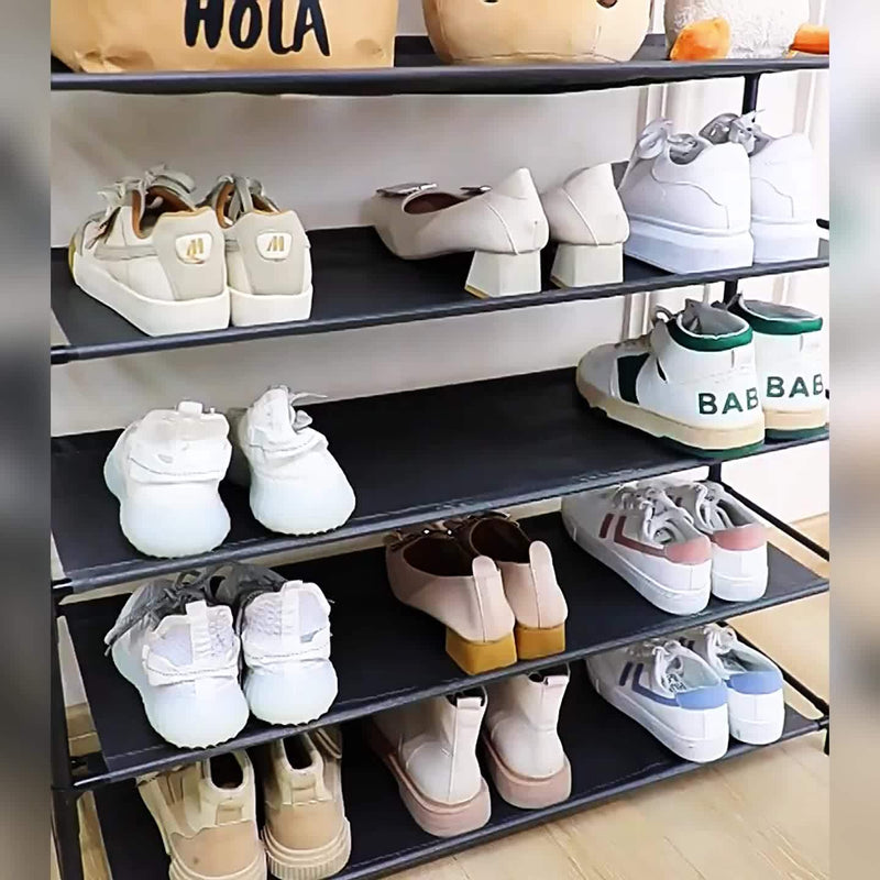 Multifunctional Metal Entrance Hall Organizer - 4-layer Black Clothes and Hat Rack with Shoe Cabinet, Perfect Choice for Home Storage, Independent Clothes and Shoe Rack, Suitable for Front Door Entrance, Used to Store Clothes