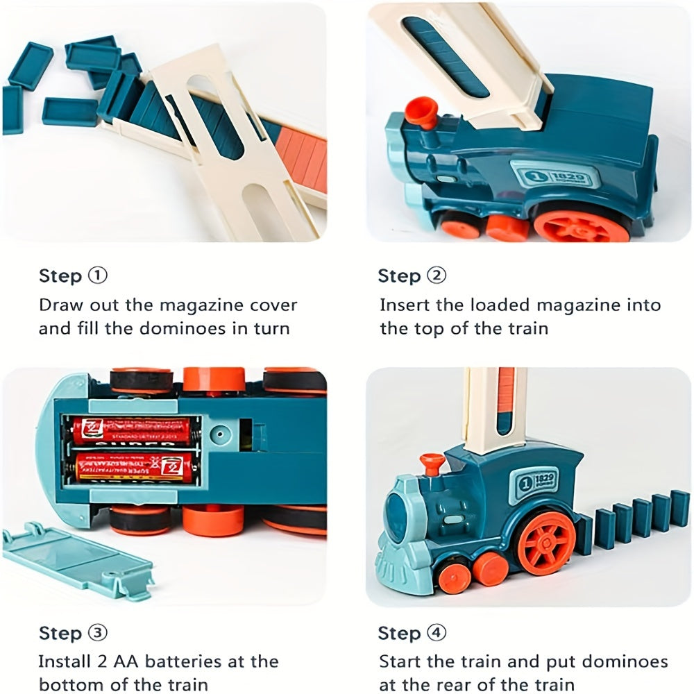Fun and Educational Domino Rally Electric Train Set for Kids - Creative Building Blocks for Hours of Fun! HalloweenChristmas Gifts