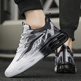 Men's Durable Running Shoes, Comfy Sneakers For Outdoor Workout Training, With Trendy Gradient Color Fire Pattern