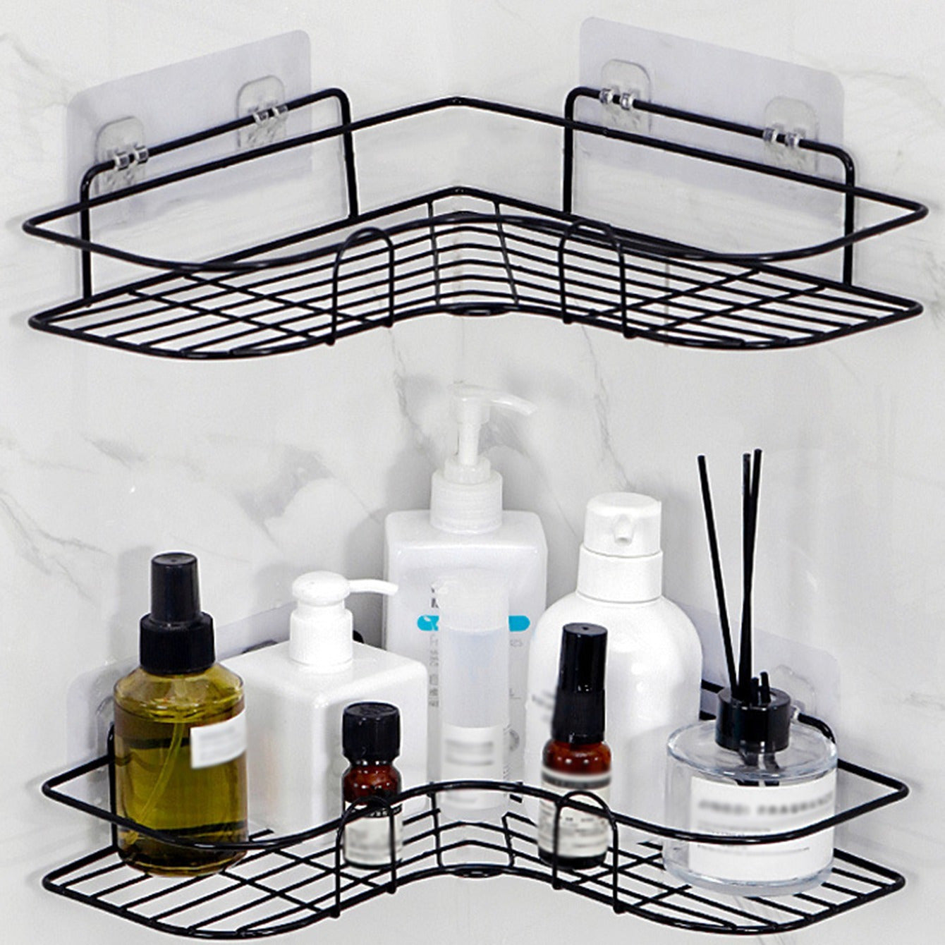 1pc Triangle Wall Mounted Shower Caddy Rack for Bathroom and Kitchen - Easy Installation, Convenient Storage, and Organization of Bathroom Accessories bathroom accessories Bath/Bathroom Accessories