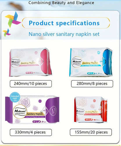 6-Pack Moloven Women'S Sanitary Napkins, 60/56pcs, Ultra-Thin Wings, Soft Comfort, Overnight Absorbent Menstrual Protection, Fragrance-Free, Disposable, Travel Size, Woven Fabric, Non-Woven Material, Pad Format