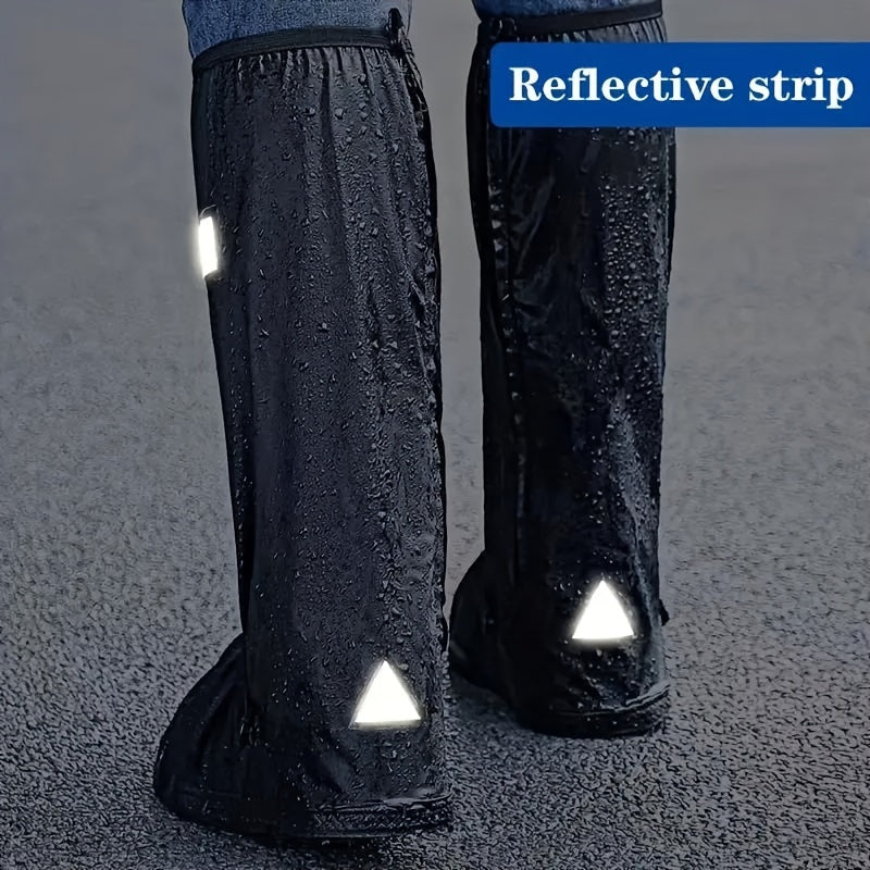 1 Pair PVC Rain Shoe Covers, Non-Slip, Reusable, High Boot Protector for Outdoor Use - Hand Washable, Durable, Slip-Resistant Overshoes for Men and Women