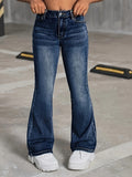 HEY+JEANS Teen Girls' Fashion Flare Leg Denim Jeans - Cotton Blend Medium Stretch Solid Color Long Length All-Season Washed Denim with Zipper Fly Closure and Skinny Fit for Ages 3+