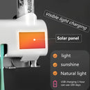 1pc Smart UV Disinfecting Toothbrush Holder with Solar Panel, Wall-Mounted 4-Slot Toothbrush Sanitizer and Squeegee Toothpaste Dispenser, Automatic Power-Off, Bathroom Accessory, No-Drill Installation, USB Rechargeable Lithiu