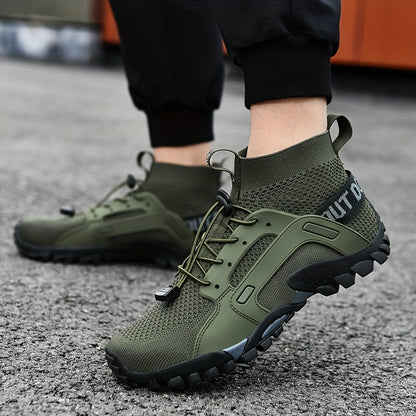 Men's Trendy Breathable Sneakers, Wear-resistant Non-Slip Outdoor Shoes For Hiking Fishing