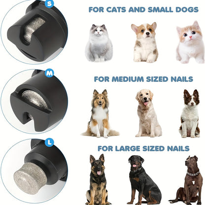 Quiet LED Dog Nail Grinder - Rechargeable, Painless Pet Nail Trimmer with 2 Speeds & Wheels for Large Breeds