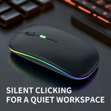 Ultra-Slim Wireless Mouse - Rechargeable, Silent, Portable Dual-Mode USB & Optical with C-Type Adapter for Computers
